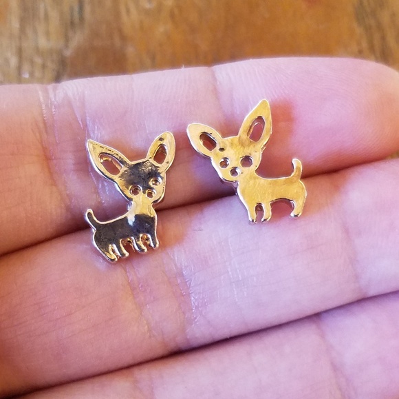 NWOT Adorable Rose Gold Chihuahua Dog Studs - Picture 4 of 6